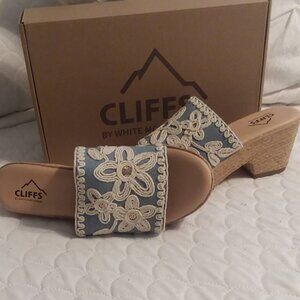 Cliffs White Mountain Biancia Denim Heeled Sandal Womens 6